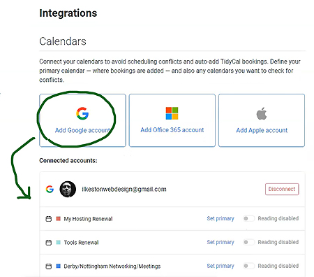 TidyCal Google Calendar integration